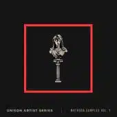 Within a red square frame, a classical statue bust on a pedestal takes center stage. Just beneath it, the text reads: "Unison Artist Series - Matroda Samples Vol. 1." The black background adds to the sophisticated allure of the Unison Artist Series.