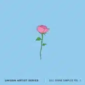 A single pink rose on a light blue background with text: "Unison Artist Series - Gill Chang Samples" featuring the renowned Gill Chang and "Volume 1" at the bottom.