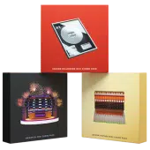 Three music production packages, part of the Unison Famous MIDI Chord Bundle, are displayed in vibrant boxes: "Unison Billboard Midi Chord Pack" in red, "Unison DJ Midi Chord Pack" in black, and "Unison Vintage Midi Chord Pack" in yellow.