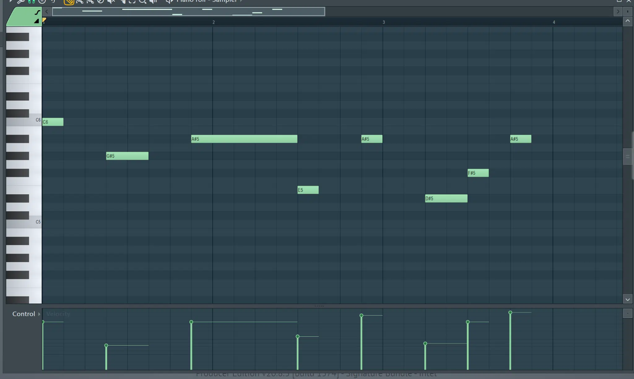 You can see the MIDI data clearly