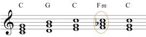 Borrowed chords Example 1