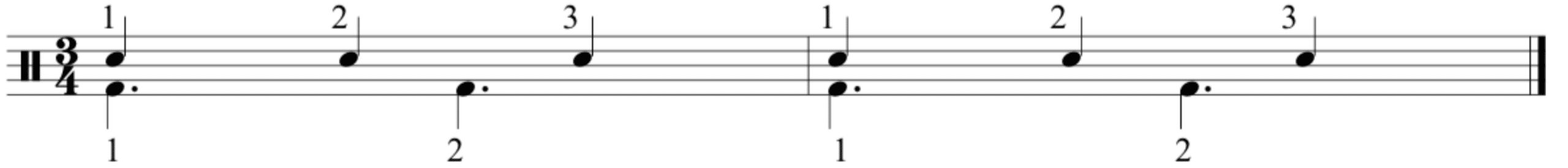 3 2 polyrhythm quarter notes - Unison