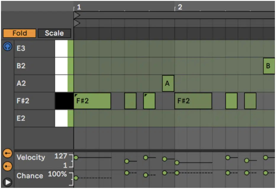 Ableton Piano Roll Fold - Unison