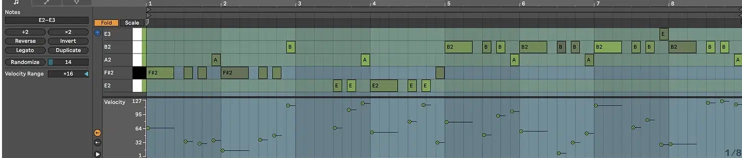 Ableton Piano Roll - Unison