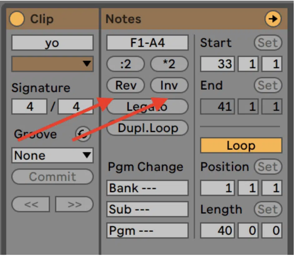 Ableton Reverse and Invert - Unison