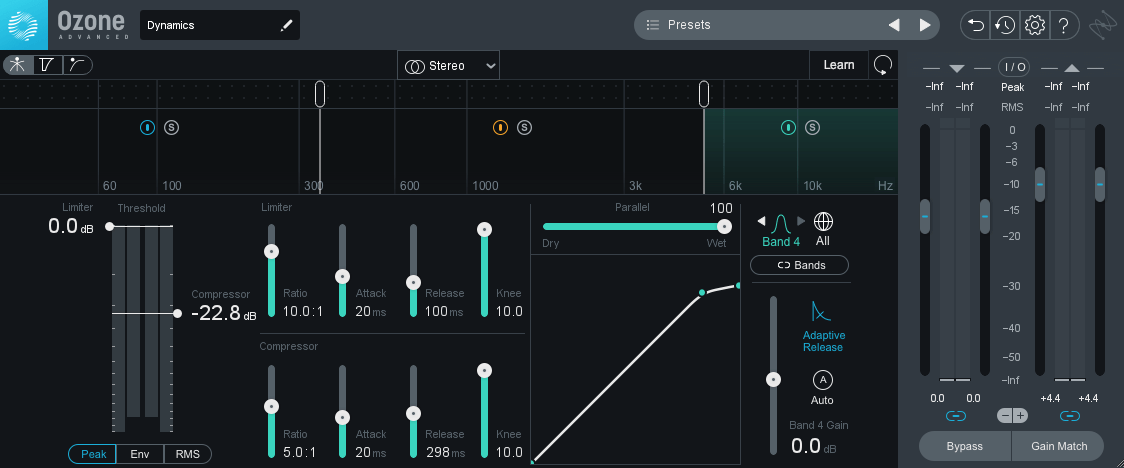 Applying Different Compression Types Characteristics Per Band - Unison