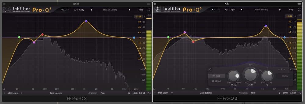 Balance kick drum sounds with bass freq - Unison