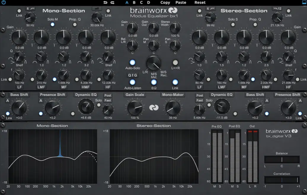 Brainworx mid side eq - Unison