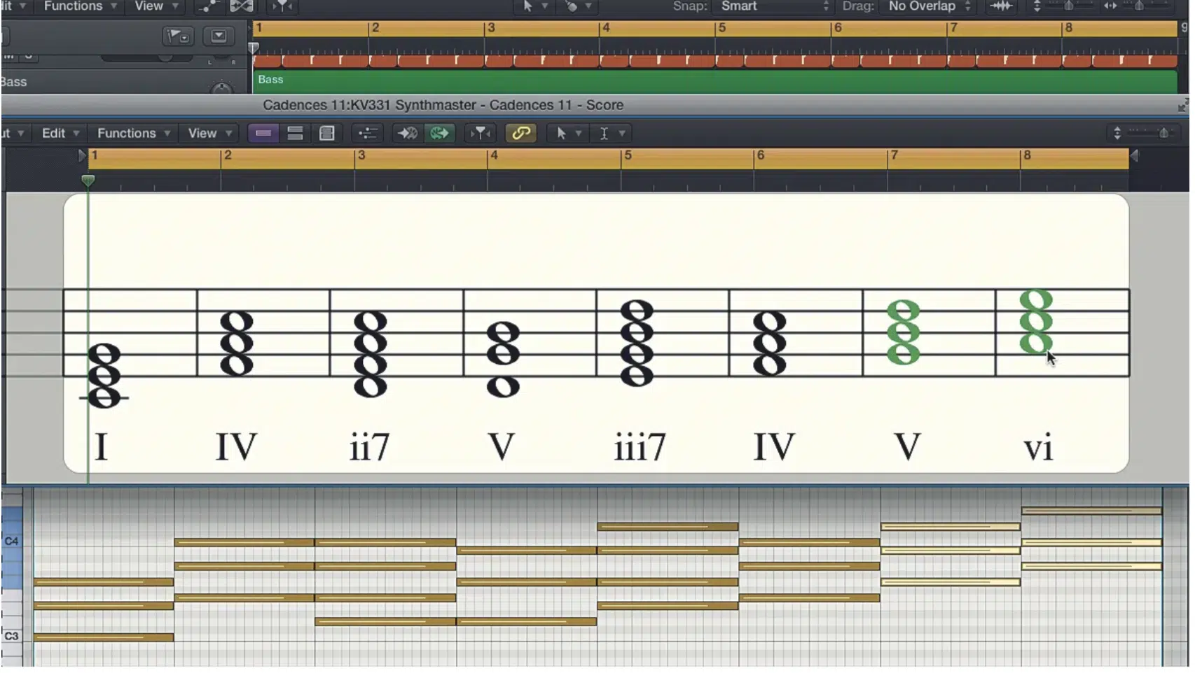 Chord Progression with Deceptive Cadence - Unison