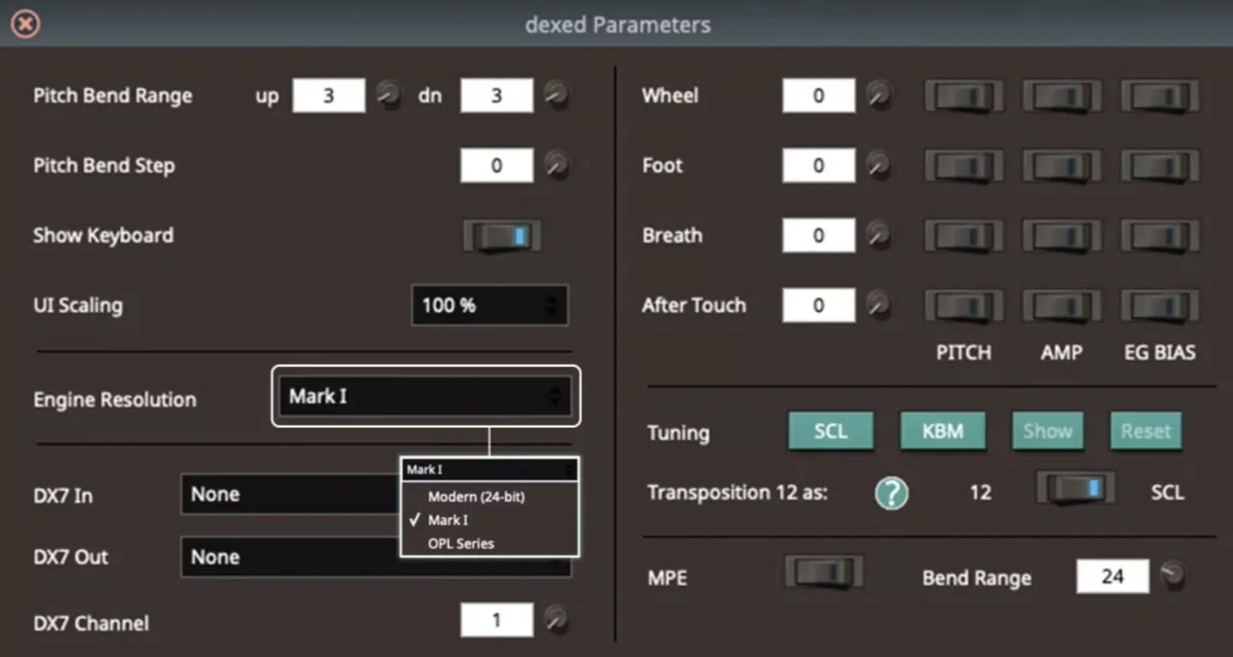 Dexed Parameters - Unison