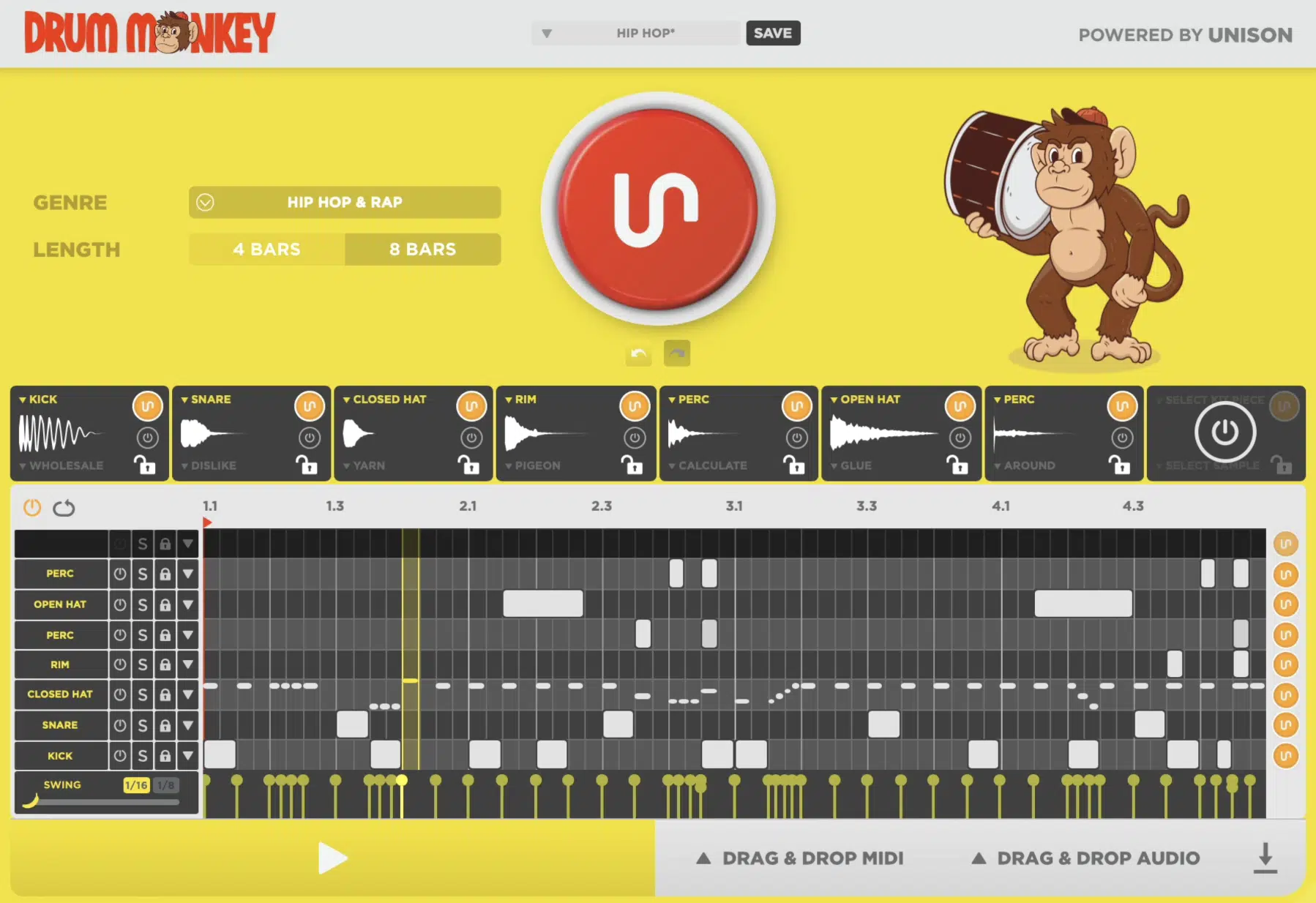 Drum Monkey Piano Roll - Unison