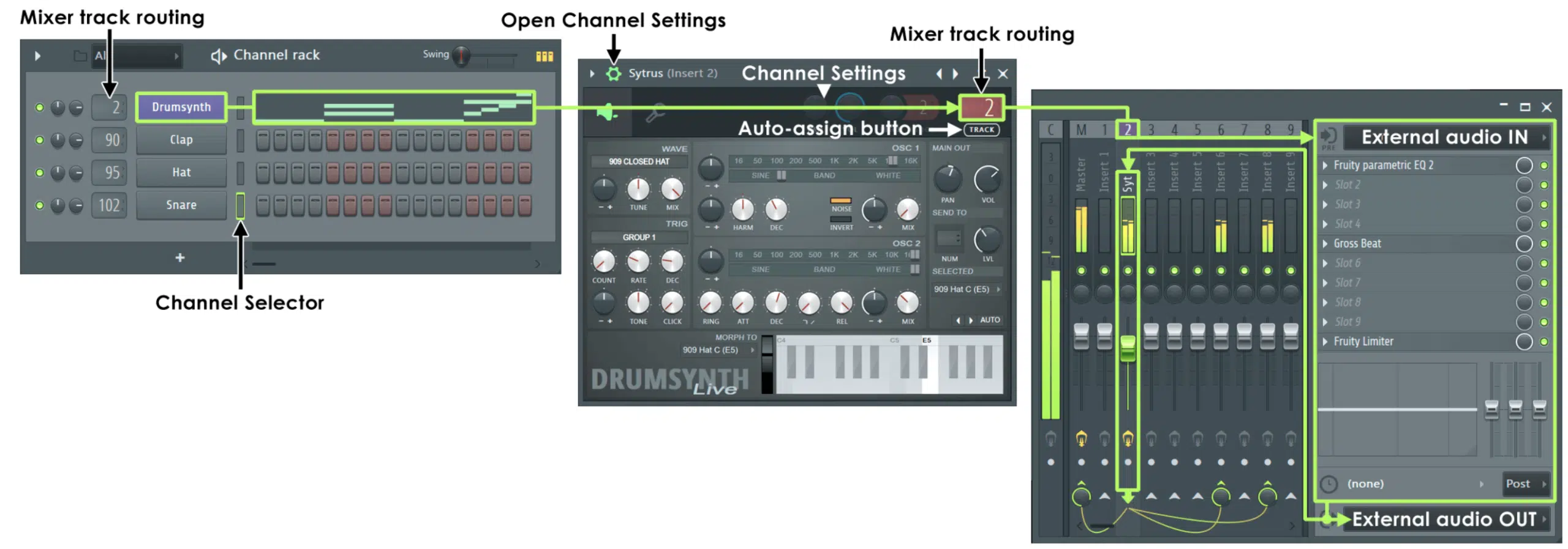 FL Studio Instruments to Mixer Tracks - Unison