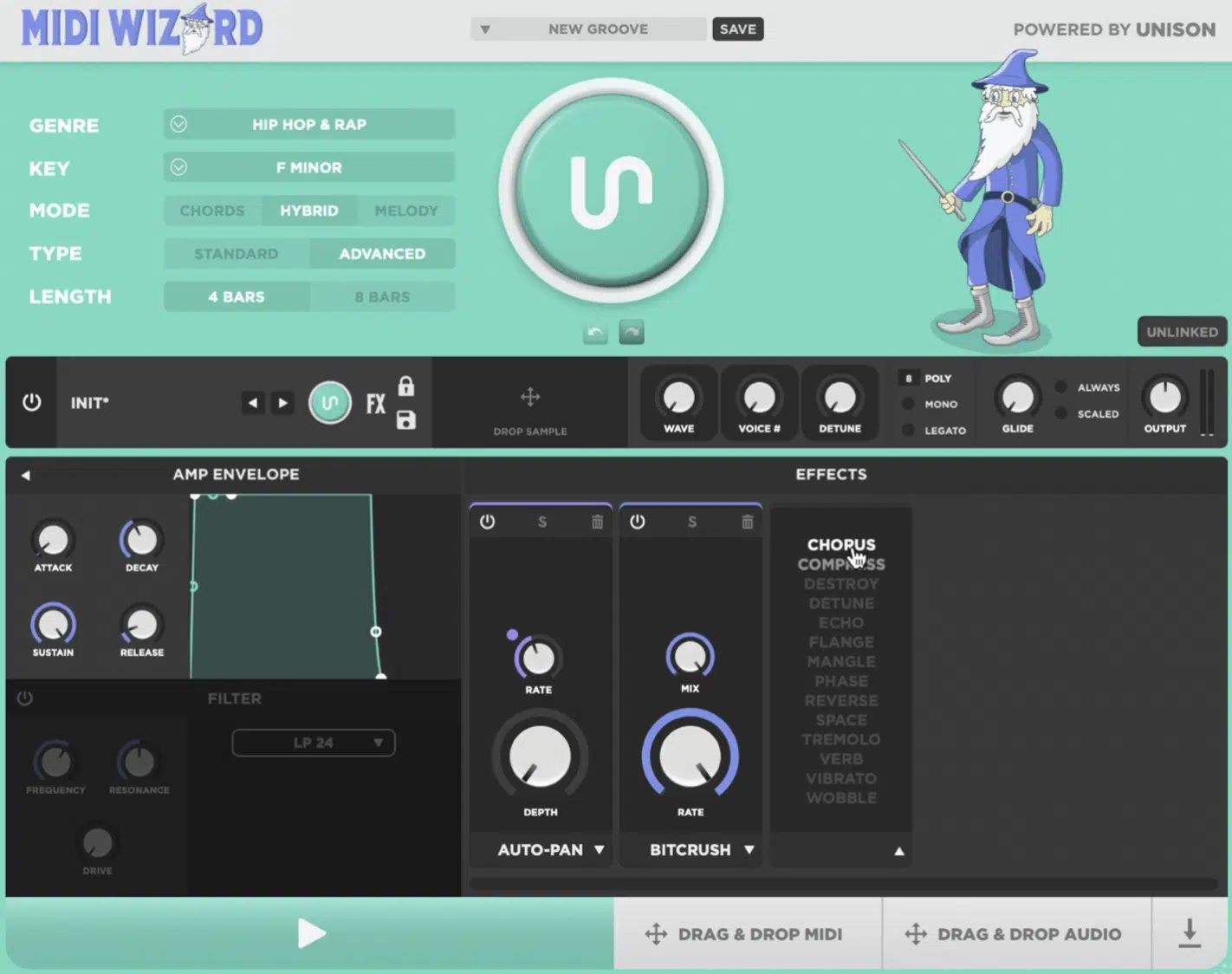 FX Features MIDI Wizard - Unison