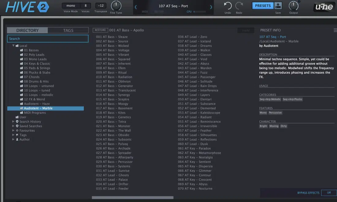 Hive 2 Presets - Unison