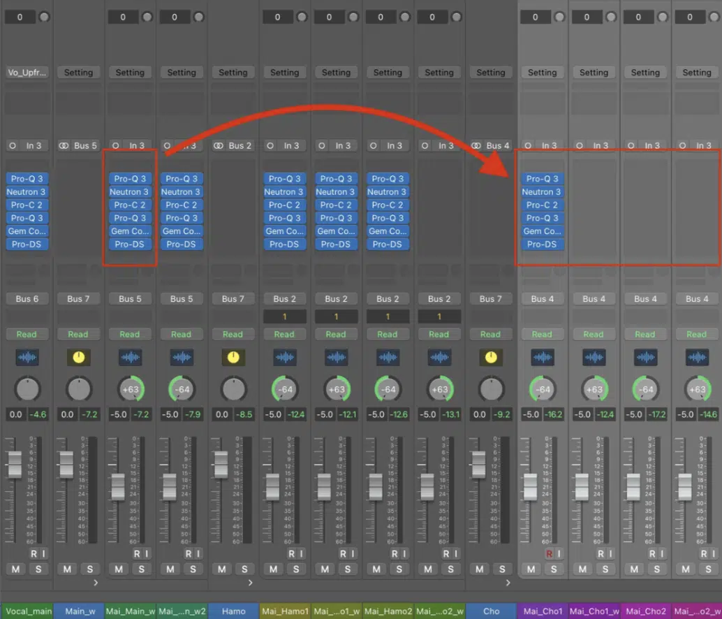 Logic Copy Channel Strip Setting - Unison