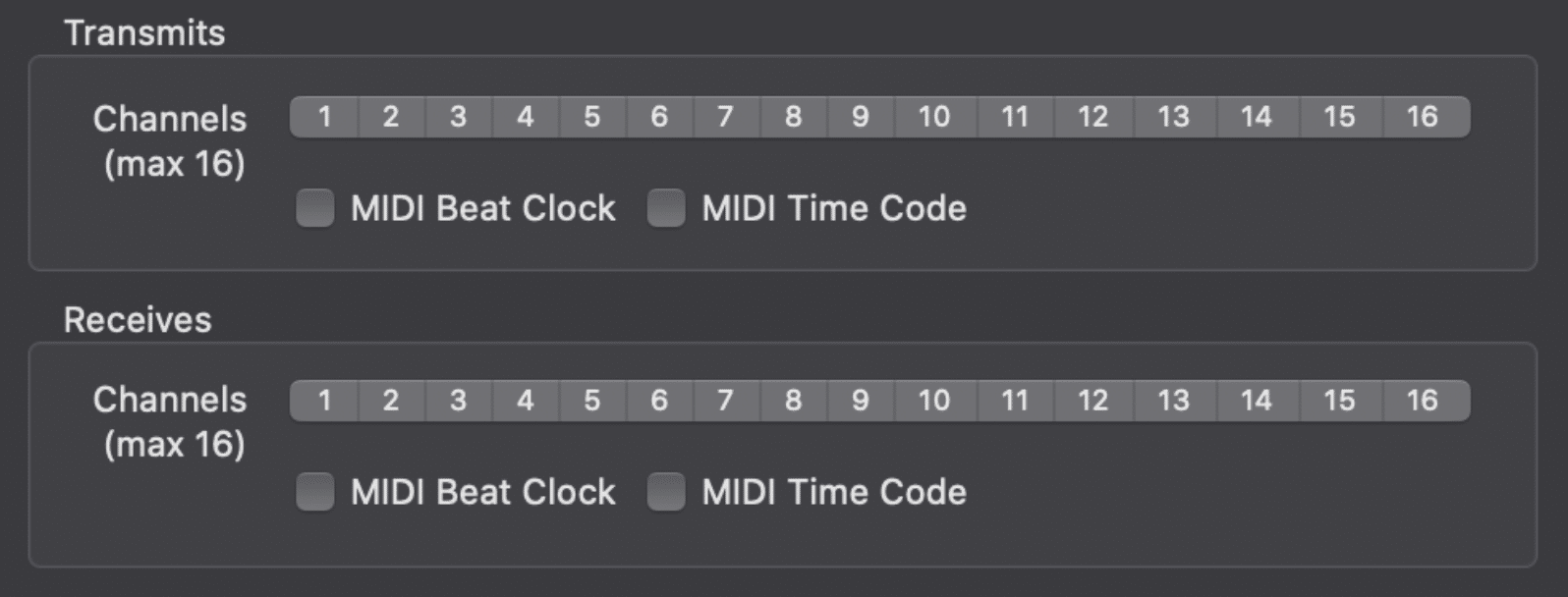 MIDI Channels 2 - Unison