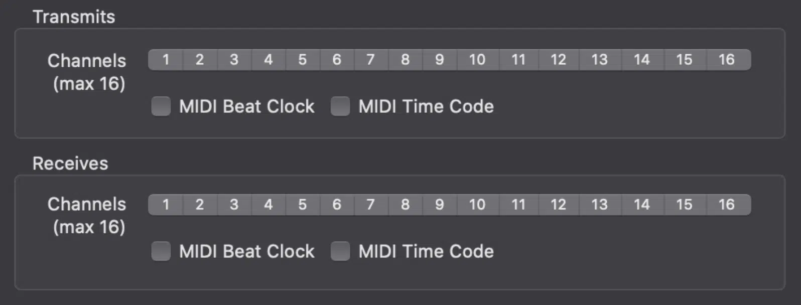 MIDI Channels 2 - Unison