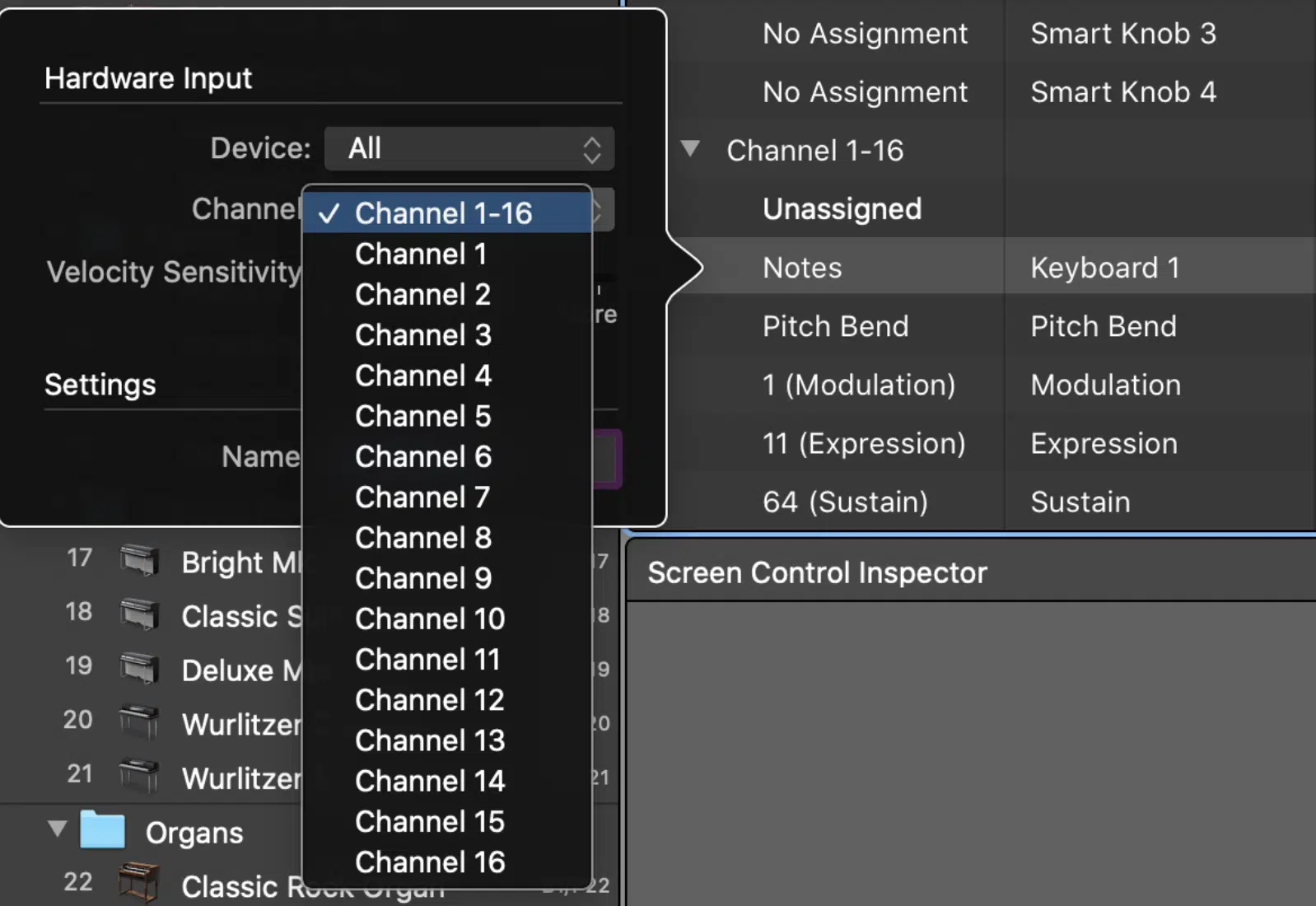 MIDI Channels - Unison