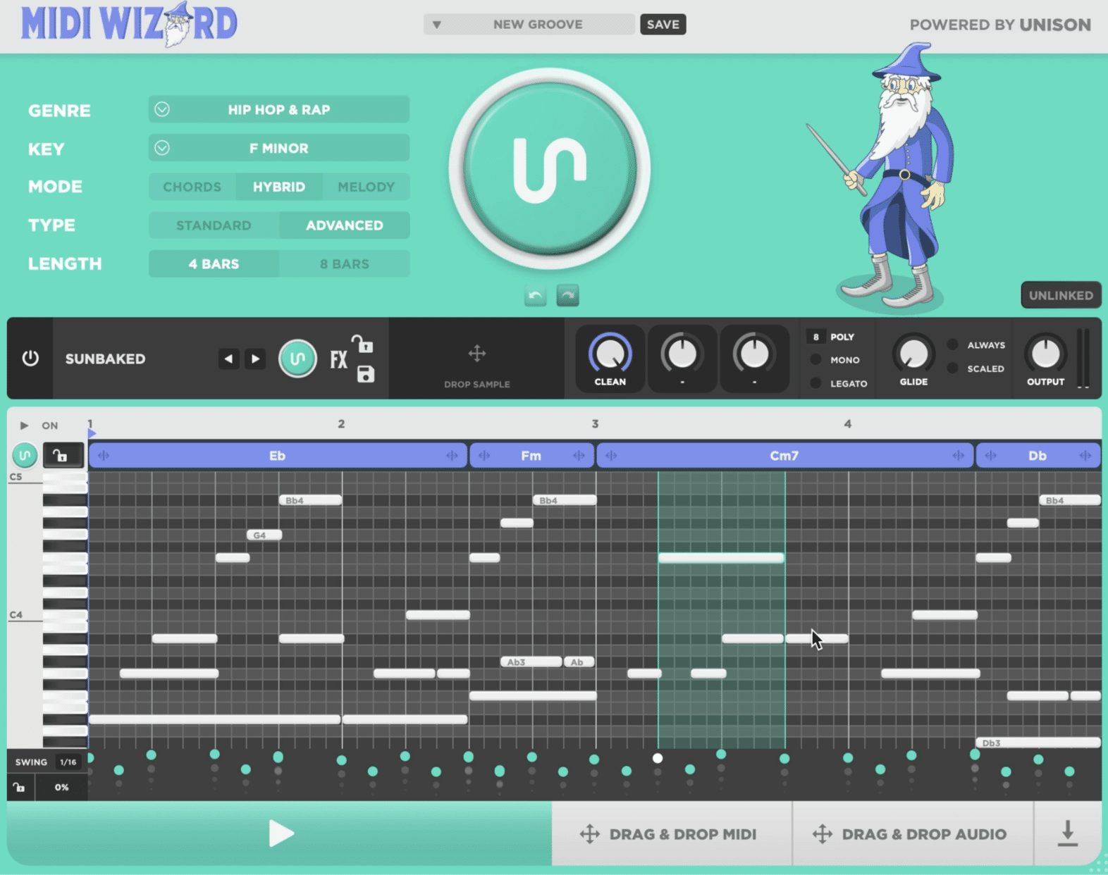 MIDI Wizard Piano Roll - Unison