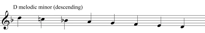 Melodic Minor descending - Unison