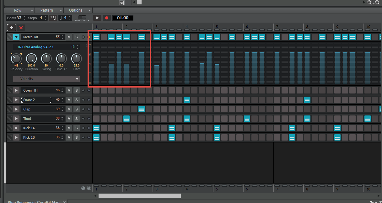 Navigating step sequencer interface - Unison