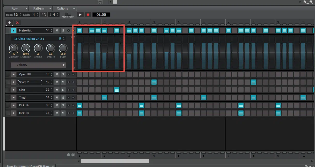 Navigating step sequencer interface - Unison