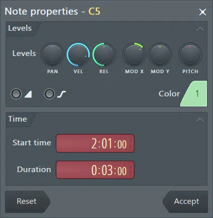 Note length and note pitch - Unison