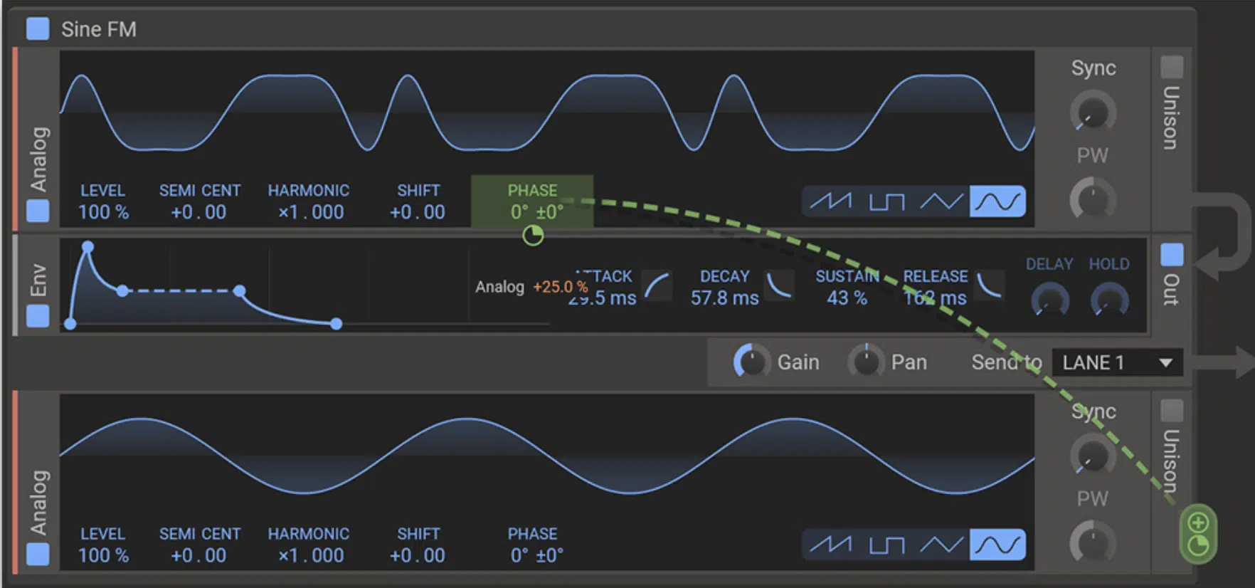 Phase Plant Audio Rate Modulation - Unison