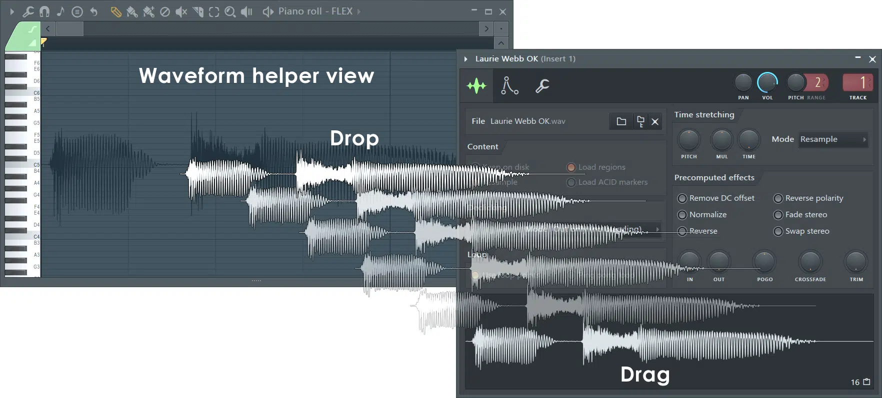 Piano waveform view - Unison