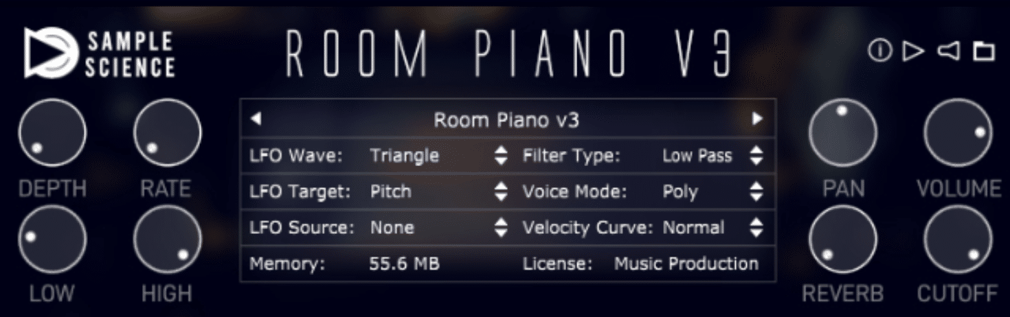 Room Piano LFO Volume Depth - Unison