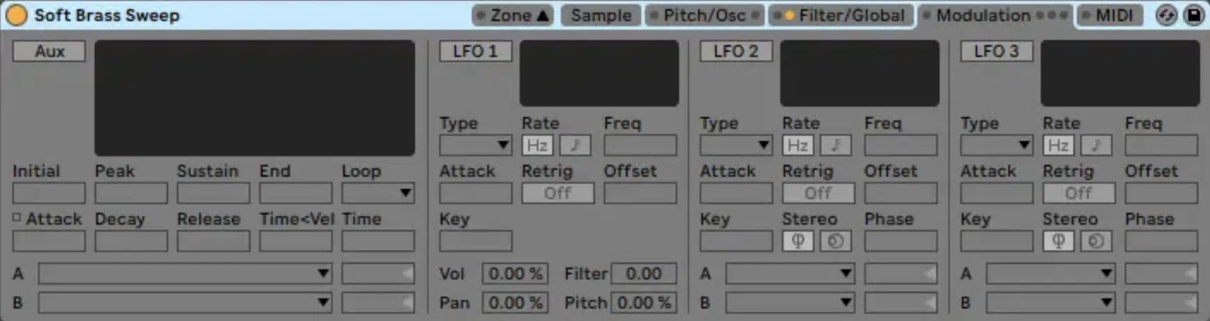 Sampler Modulation View - Unison