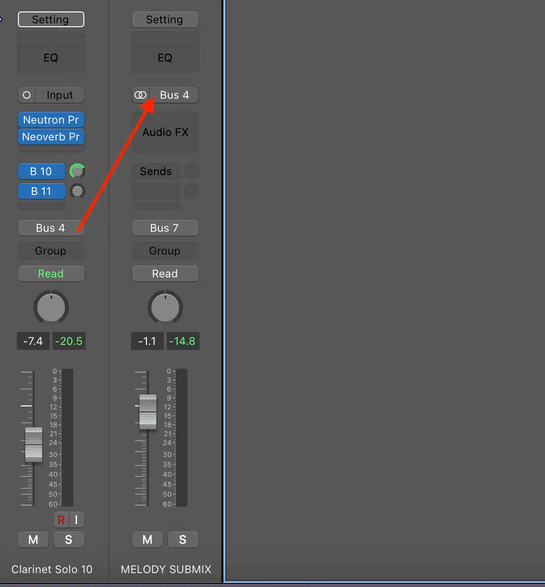 Setting up an fx send - Unison