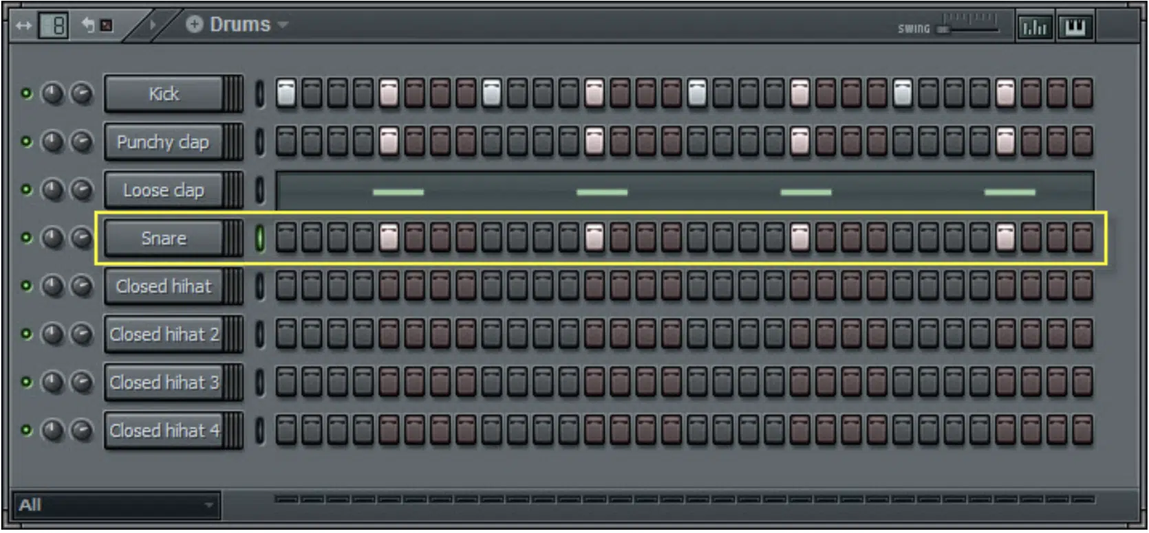 Traditional Snare Drum Pattern - Unison