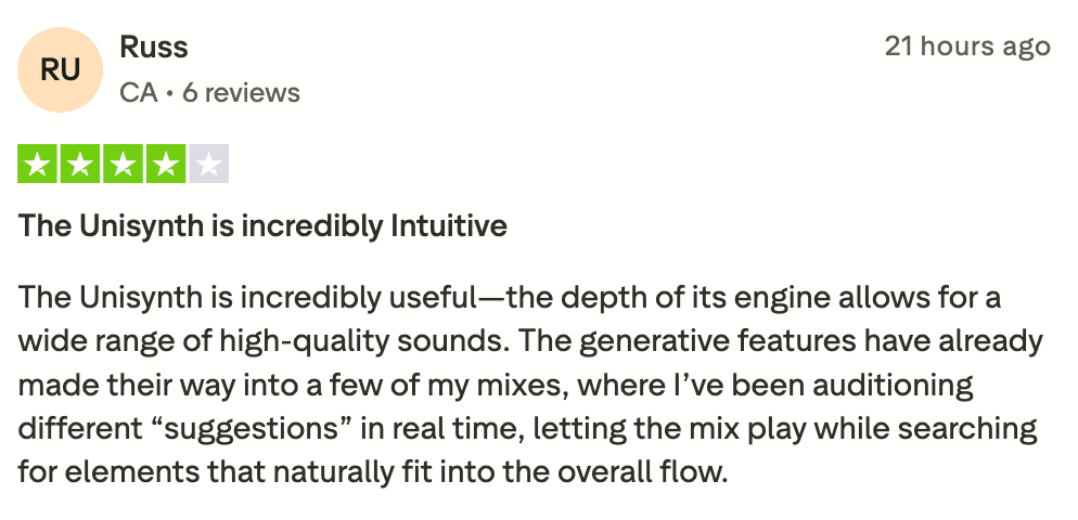 Unisynth Trustpilot 12 - Unison