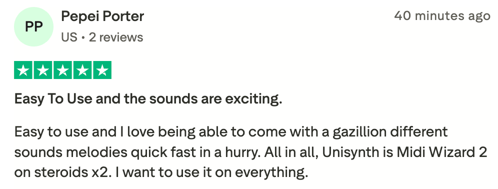 Unisynth Trustpilot 15 - Unison