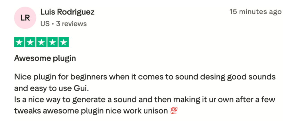 Unisynth Trustpilot 4 - Unison