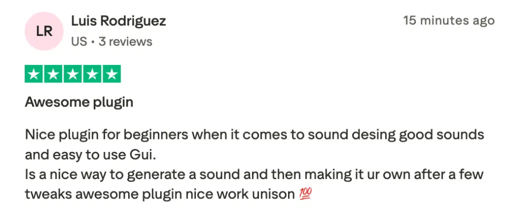 Unisynth Trustpilot 4 - Unison