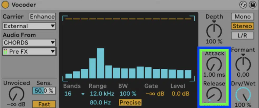 Vocoder attack and release - Unison