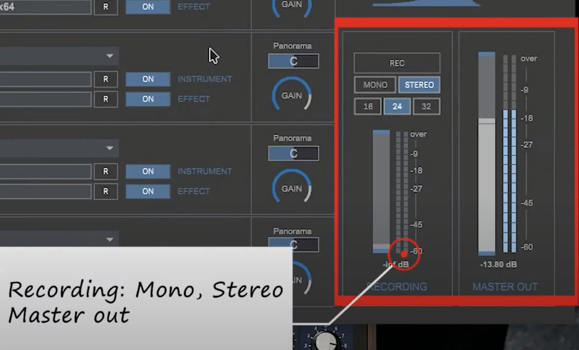 vPlayer Recording. Mono Stereo Master Out - Unison